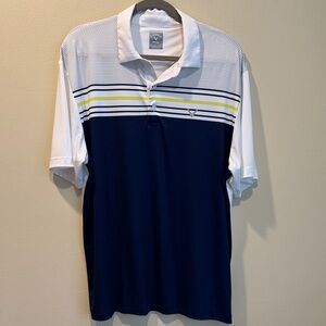 Callaway Navy and White Polo with Yellow Accents